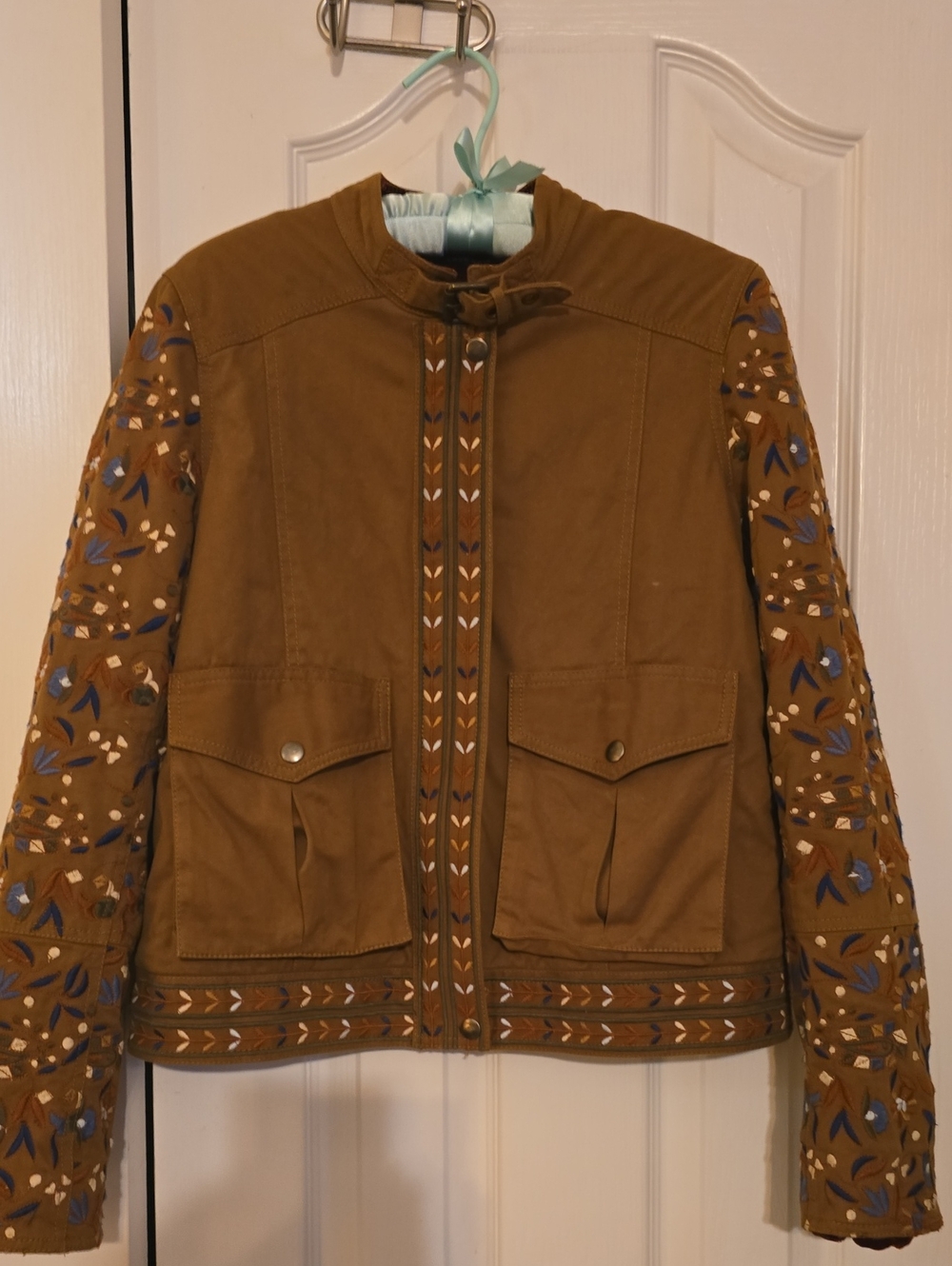 Love Sam Travis Embroidered Utility Jacket Brown S